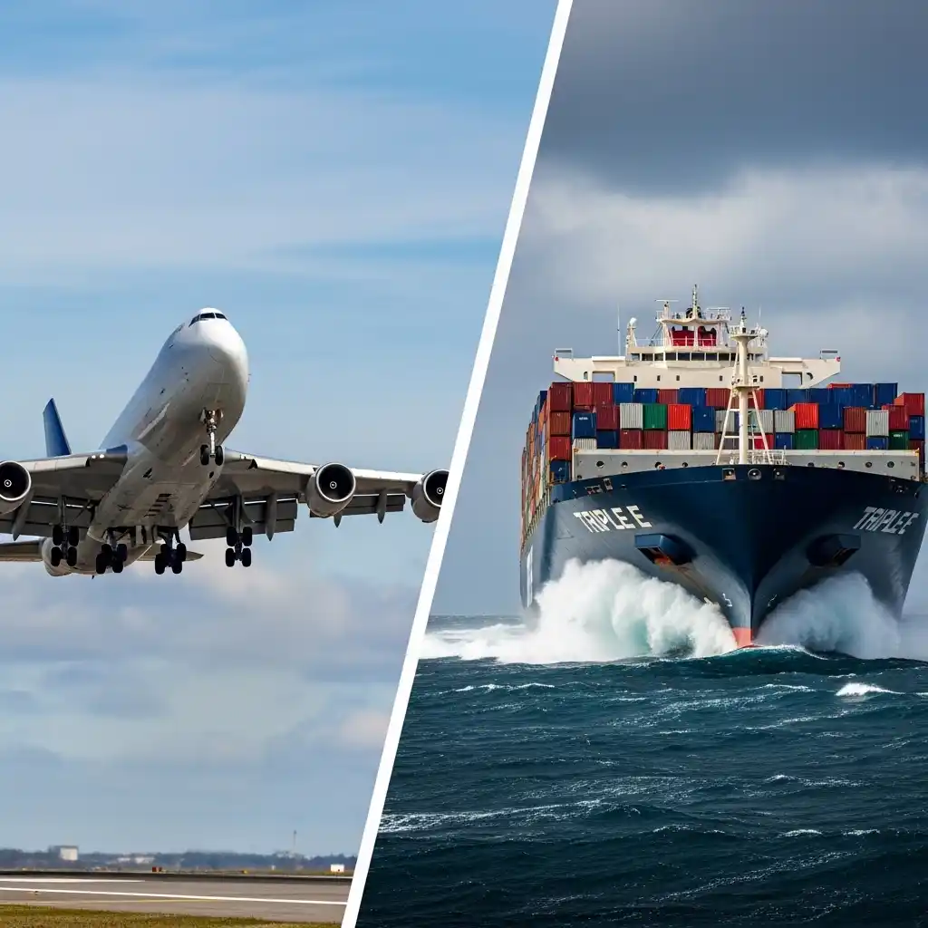 الفرق بين الشحن الجوي والبحري